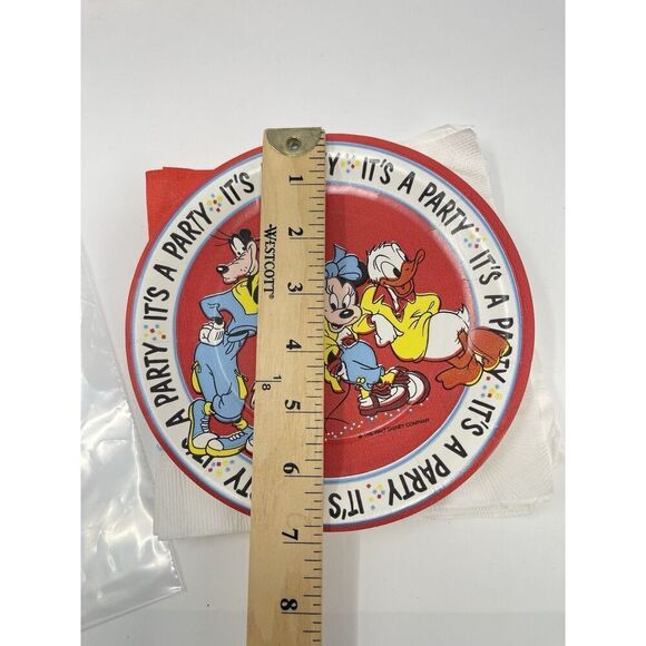 Vintage Disney Mickey Mouse Friends Its A Party 8 Cups 6 Napkins 16 Plates - Picture 2 of 6